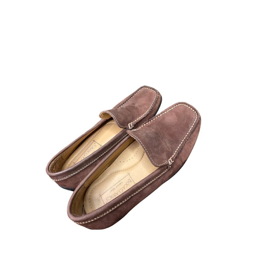 Boca Classic Santiago men's leather slip on shoes British tan, size 10